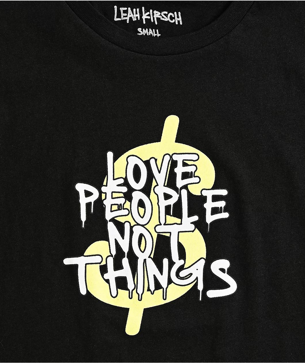 Leah Kirsch Love People Black Crop T-Shirt Product Image