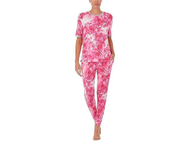 DKNY Short Sleeve Joggers Set (Rose Tie-Dye) Women's Pajama Sets Product Image