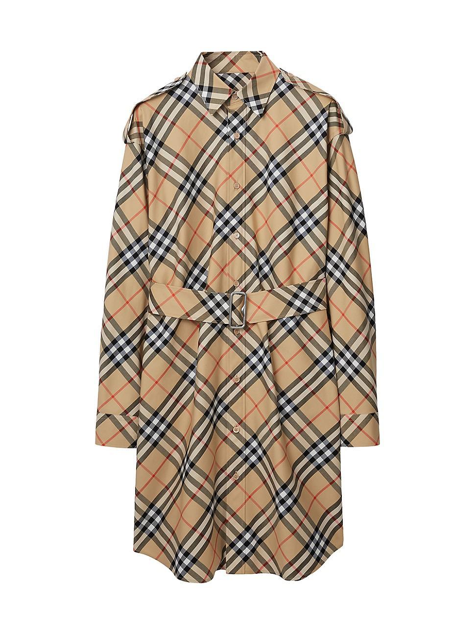 Womens Heritage Checked Cotton Belted Midi-Shirtdress Product Image