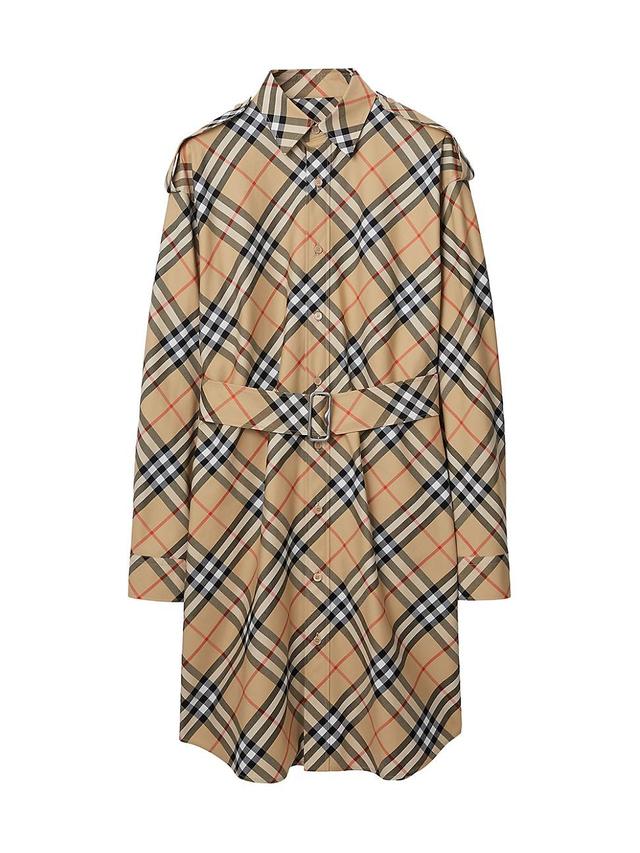 Womens Heritage Checked Cotton Belted Midi-Shirtdress Product Image