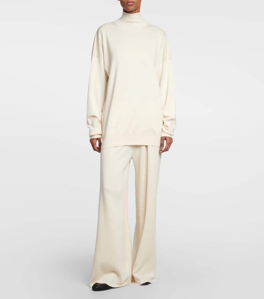 THE ROW Diye Silk-cotton Turtleneck Sweater In Porcelain Product Image