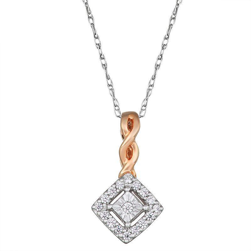 10k Rose Gold 1/6 Carat T.W. Diamond Infinity Pendant Necklace, Womens 10k Pink Product Image