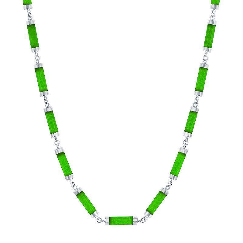 Sterling Silver Jade Linked Bars Necklace Product Image