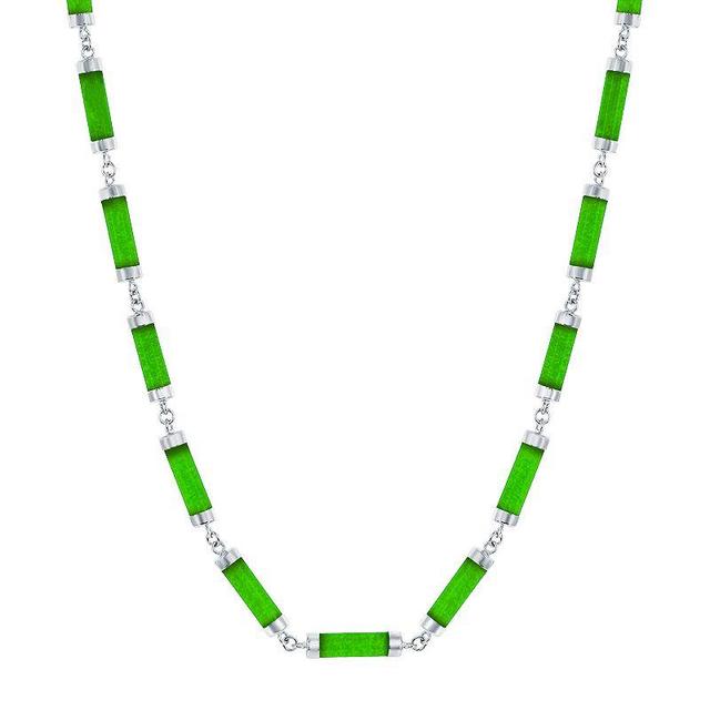 Sterling Silver Jade Linked Bars Necklace Product Image