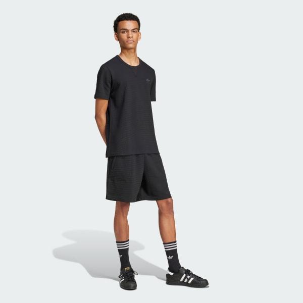 adidas Trefoil Essentials Waffle Tee Black XL Mens Product Image