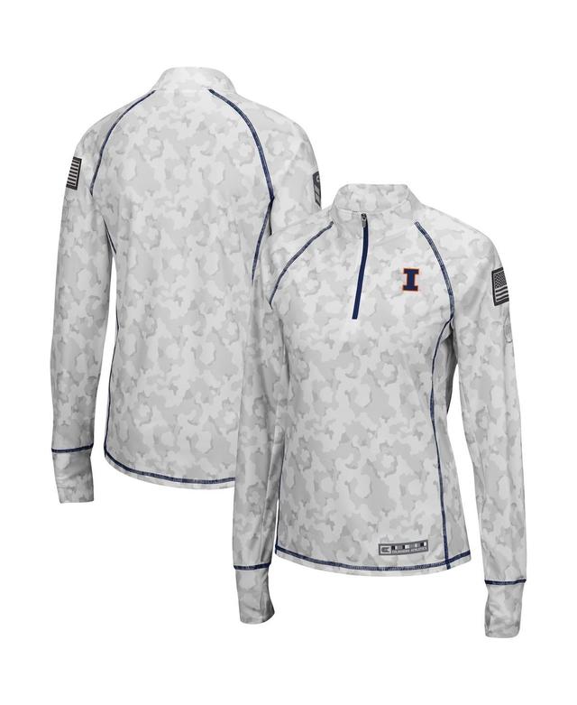 Womens Colosseum White Illinois Fighting Illini Oht Military-Inspired Appreciation Officer Arctic Camo 1/4-Zip Jacket Product Image