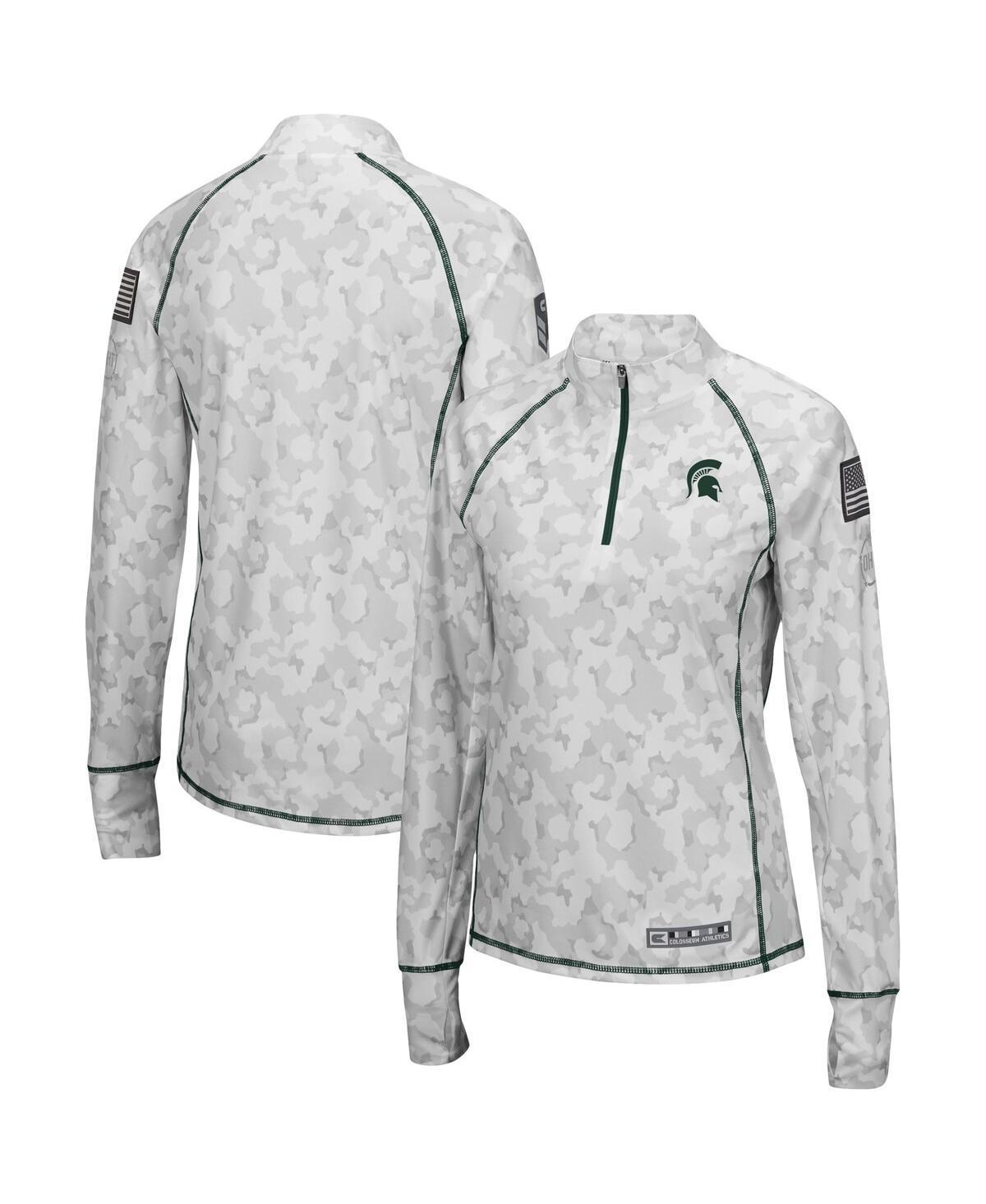 Womens Colosseum White Michigan State Spartans Oht Military-Inspired Appreciation Officer Arctic Camo 1/4-Zip Jacket Product Image