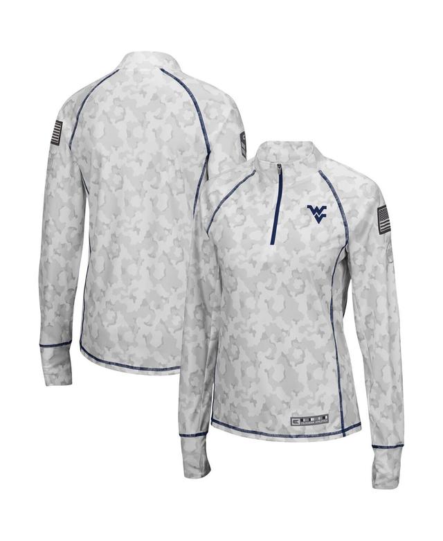 Womens Colosseum White West Virginia Mountaineers Oht Military-Inspired Appreciation Officer Arctic Camo 1/4-Zip Jacket Product Image