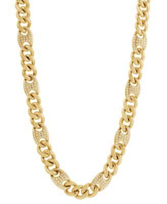 Blackjack Mens Cubic Zirconia Mariner & Curb Link 24 Chain Necklace Product Image