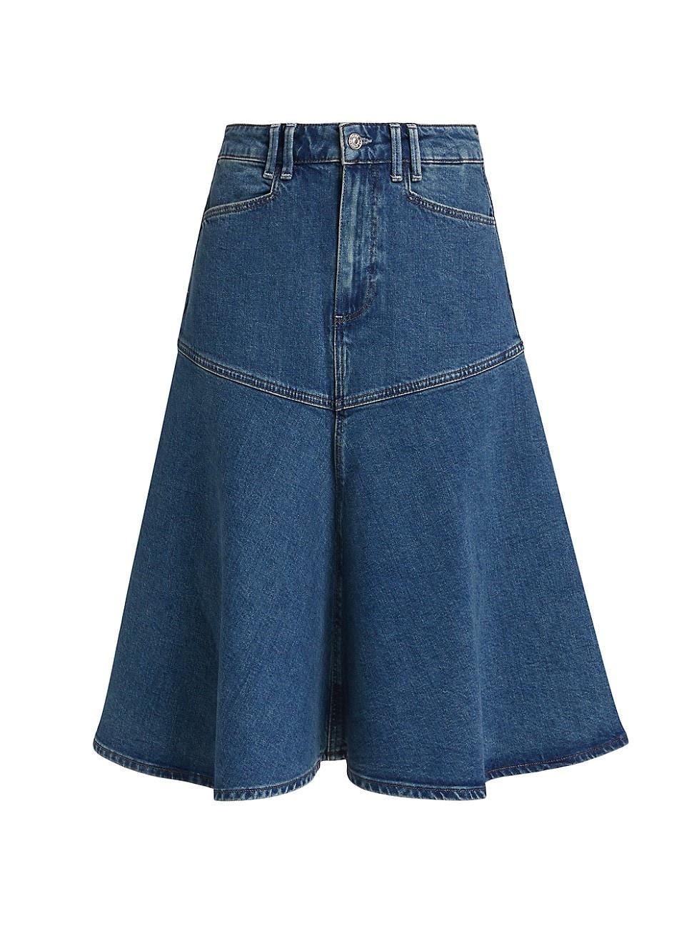 Womens Alice Stretch Denim A-Line Midi-Skirt Product Image