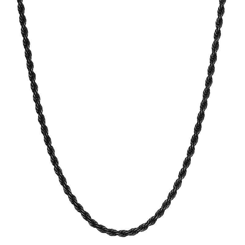 Mens LYNX Black Ion-Plated Stainless Steel Chain Necklace Silver Product Image