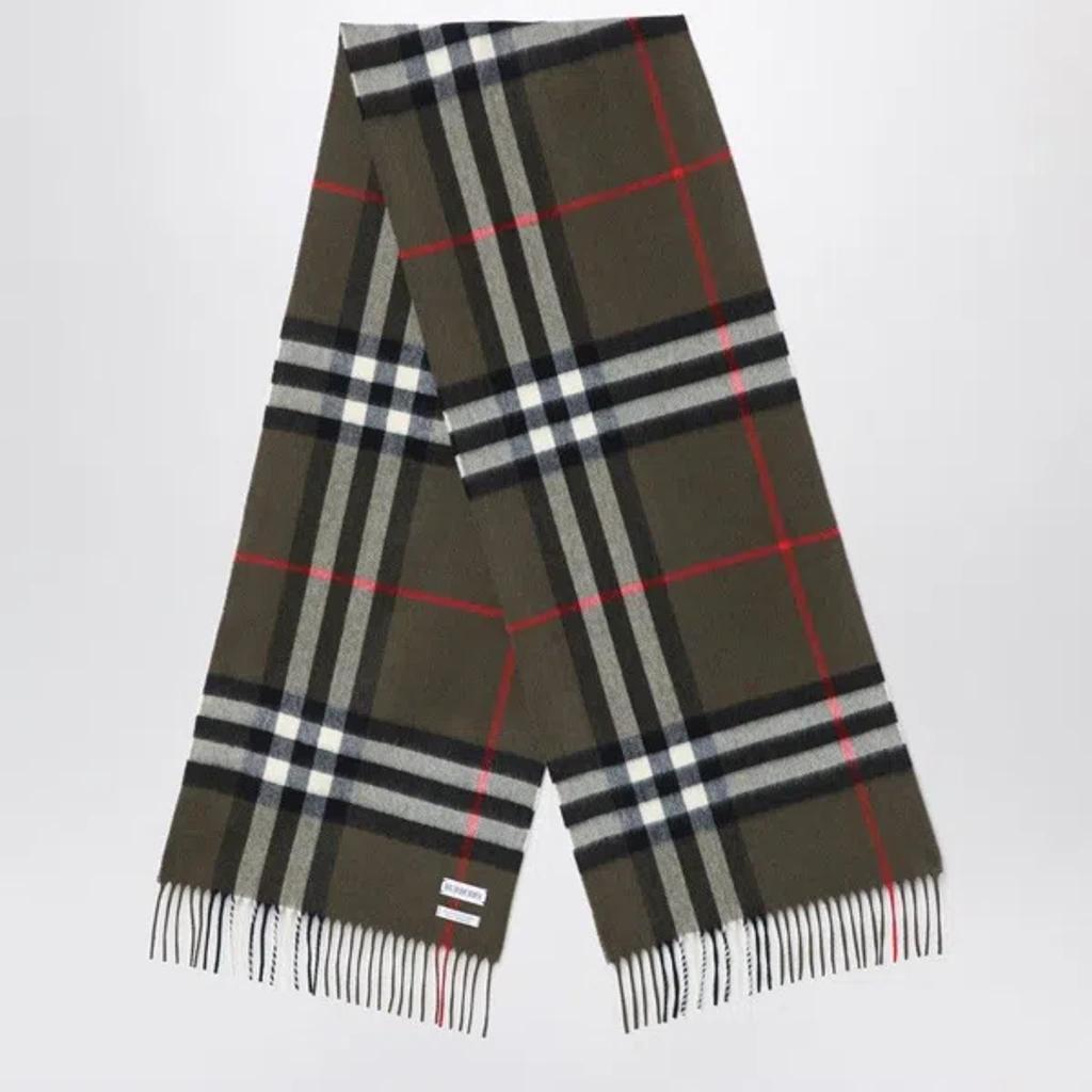 Dark Check Pattern Scarf In Green Product Image