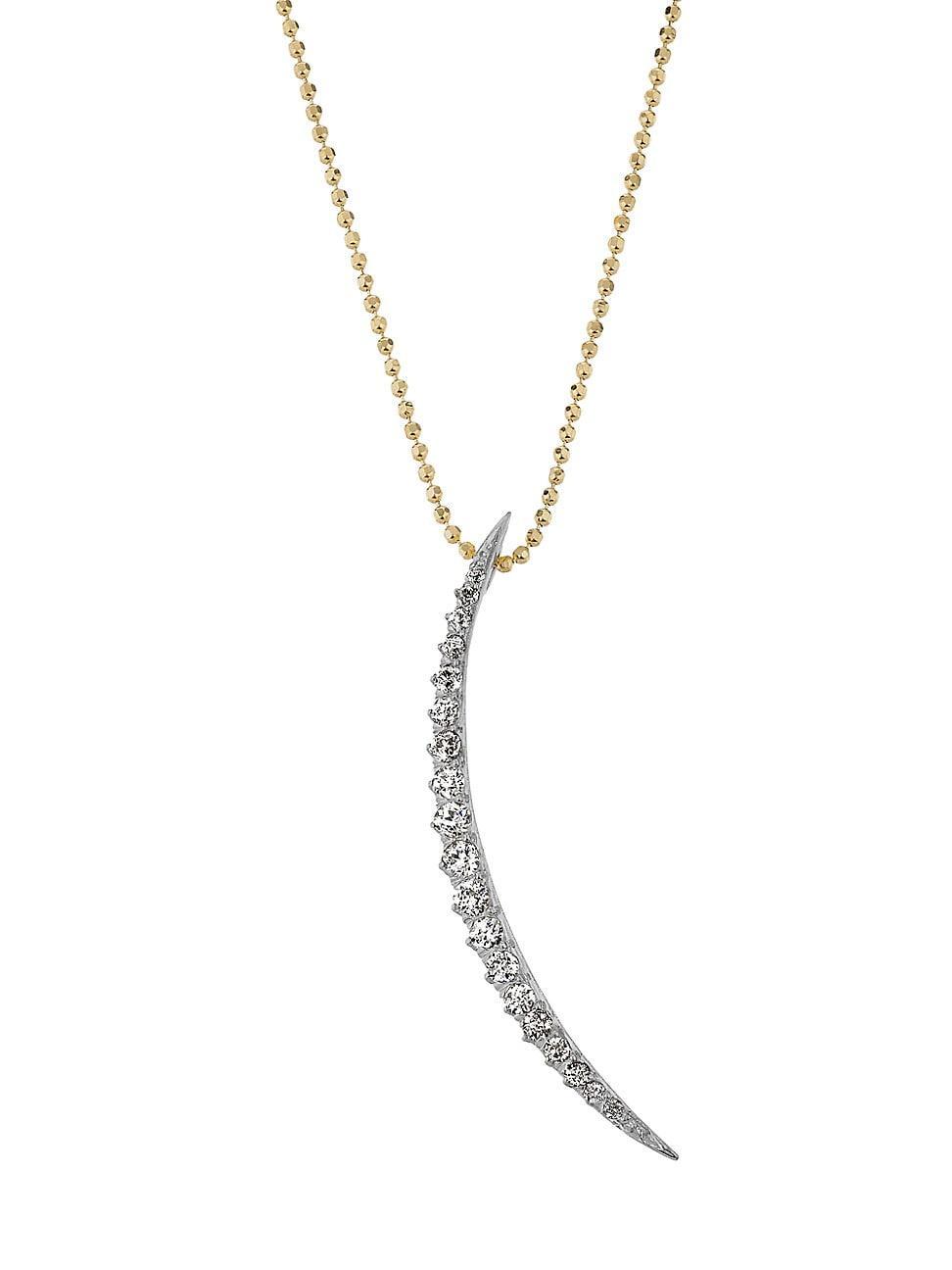 Womens 18K White Gold & 2 TCW Diamond Crescent Pendant Necklace Product Image