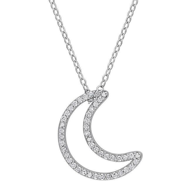 Stella Grace Sterling Silver 1/5 Carat T.W. Diamond Moon Pendant Necklace, Womens Product Image