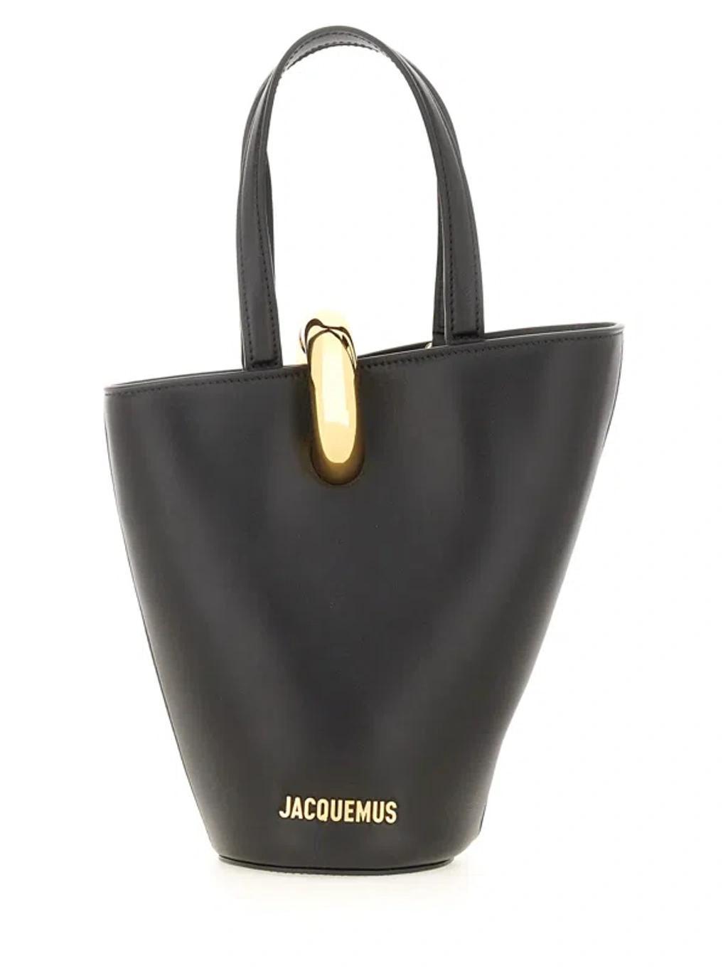 JACQUEMUS Le Petit Bambola Leather Bucket Bag In Black Product Image