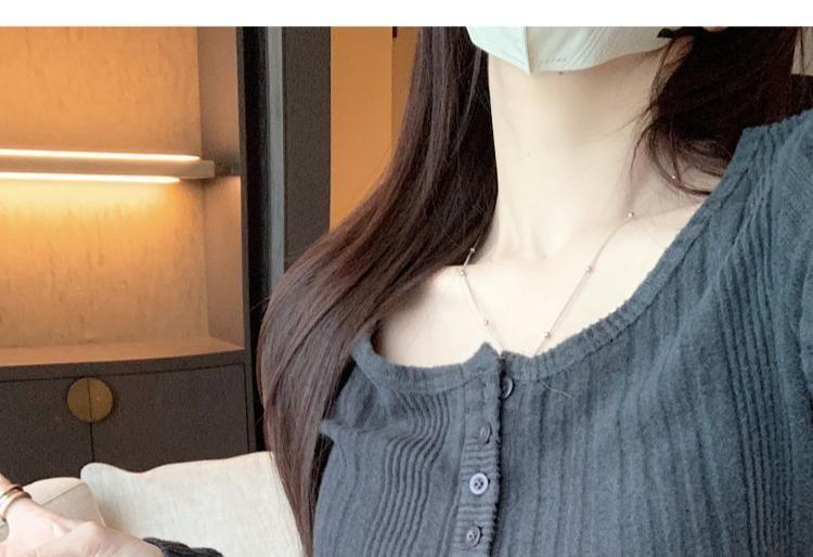 Long-Sleeve Henley Melange Ribbed Knit Top Product Image