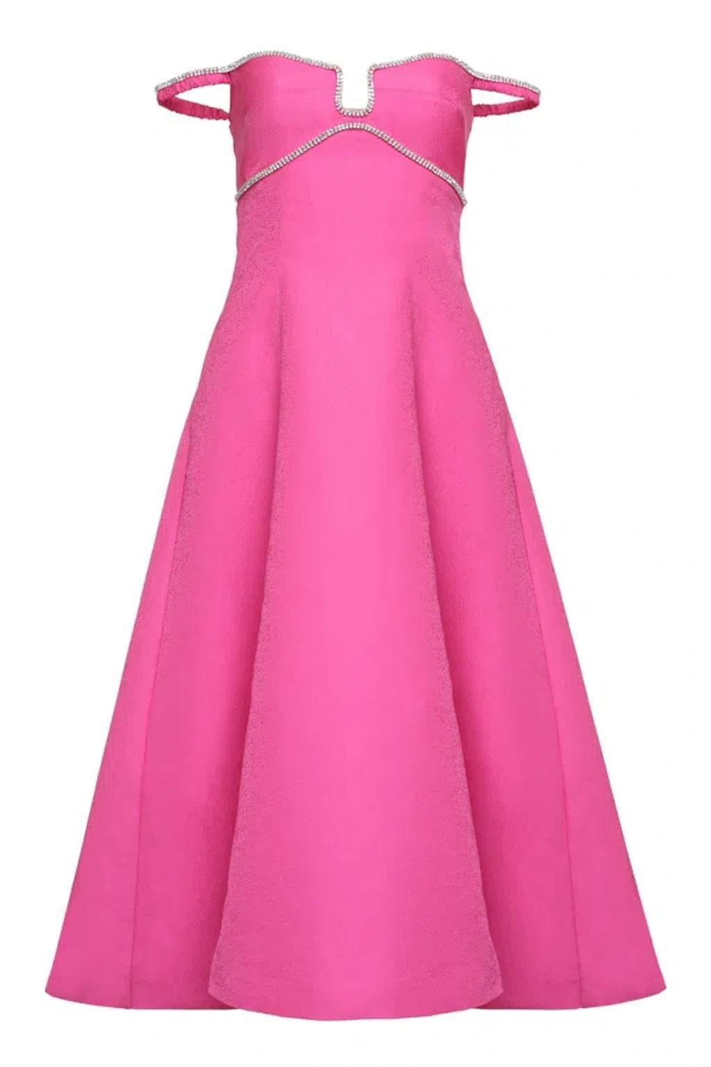 Diamante-embellished Textured Midi-dress In Pink product image