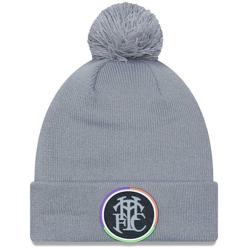 Mens New Era Gray Tottenham Hotspur Flock Cuffed Knit Hat with Pom Product Image