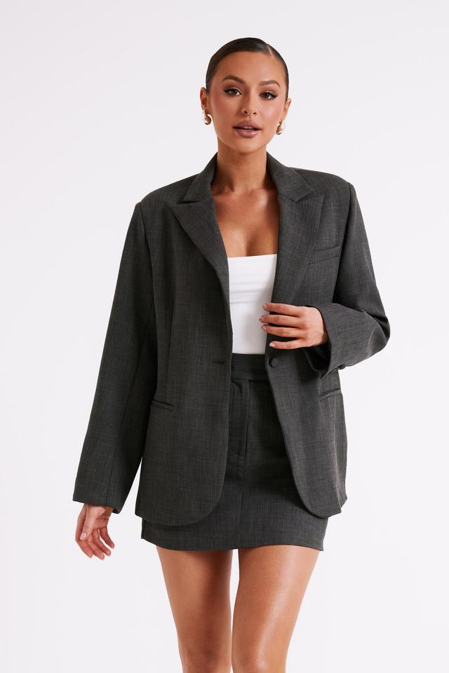 Drew Oversized Textured Blazer - Charcoal Product Image