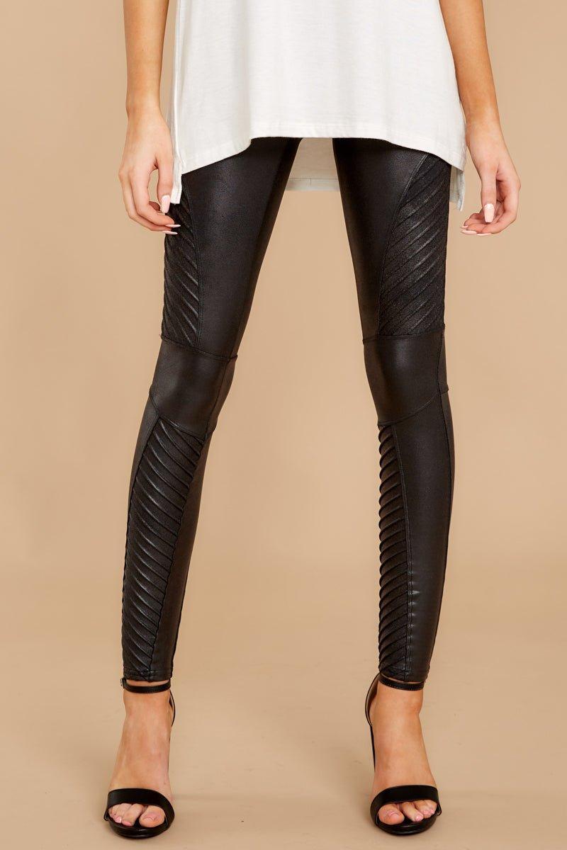 Spanx Black Faux Leather Moto Leggings Product Image