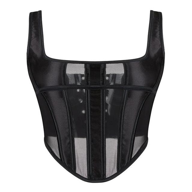 Plain Mesh Panel Bustier Top Product Image