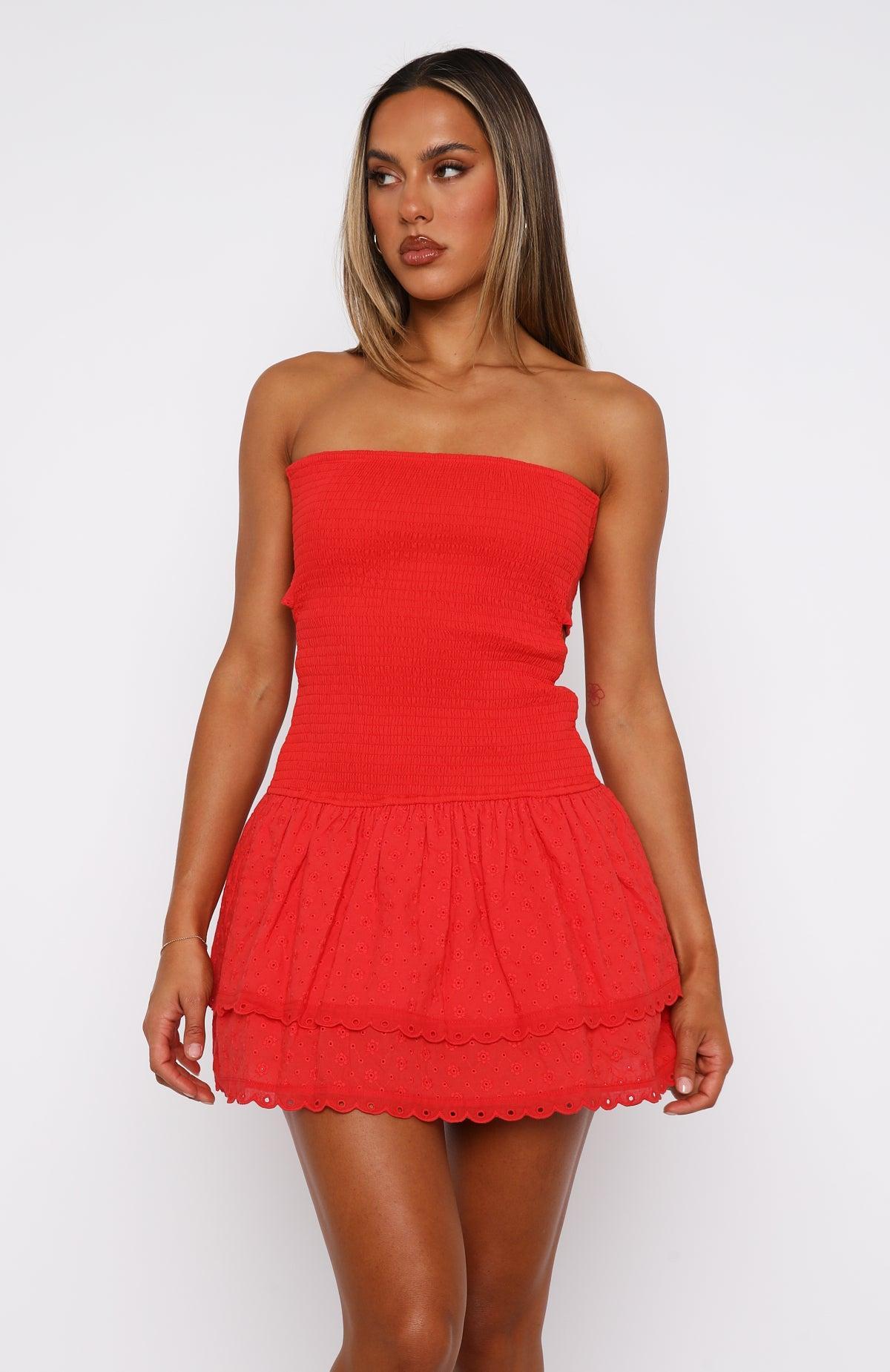 Seeking You Strapless Mini Dress Chilli Product Image