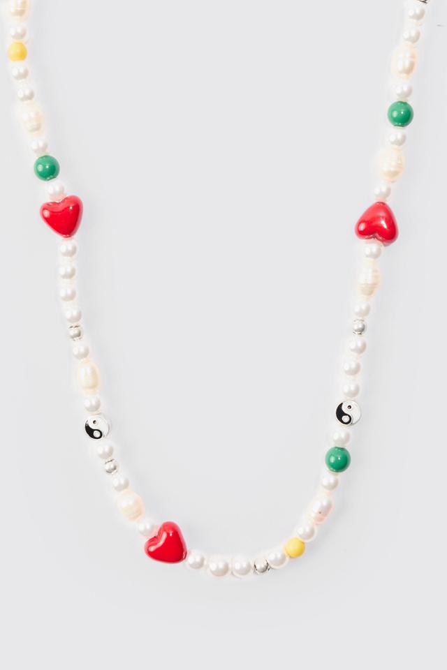 Bead And Pearl Necklace | boohooMAN USA Product Image