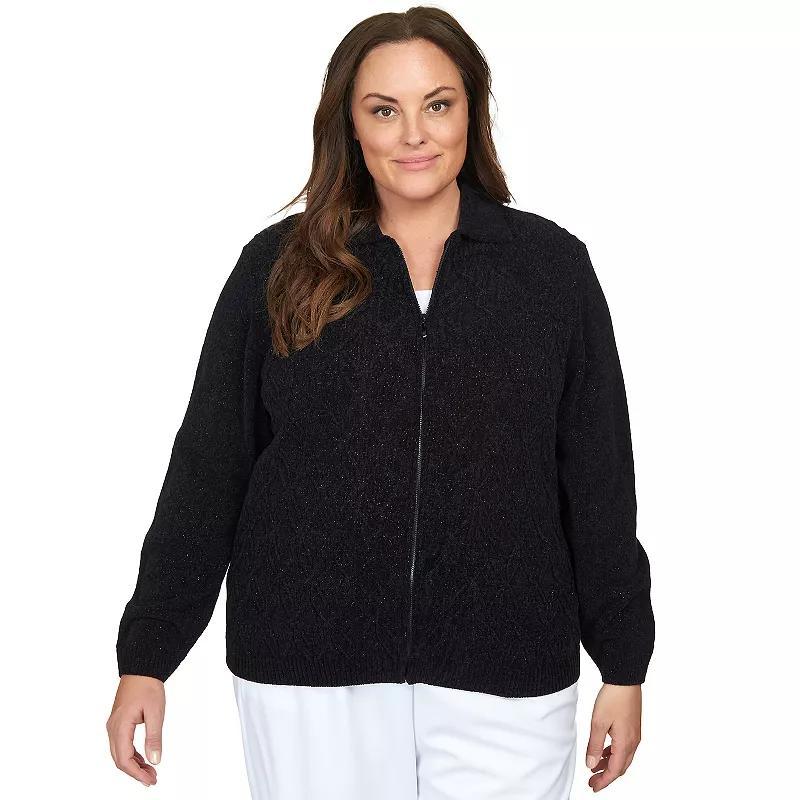 Plus Size Alfred Dunner Classic Zip-Up Cardigan, Womens Product Image