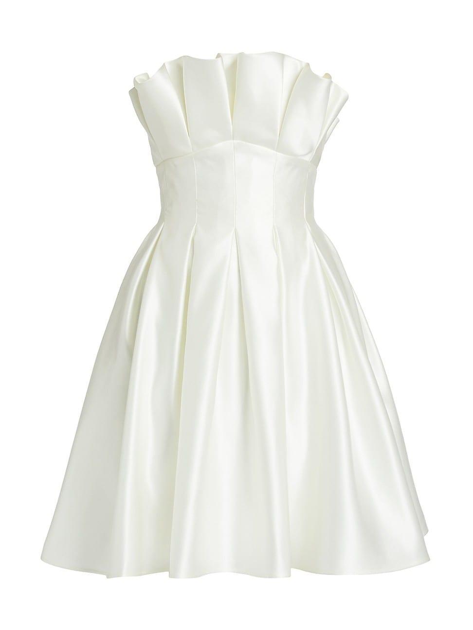 Womens Pleated Satin Strapless Minidress Product Image