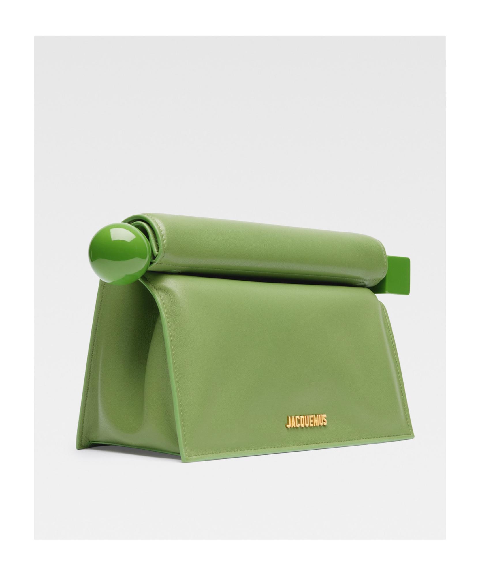 JACQUEMUS La Petite Pochette Rond Leather Clutch In Green Product Image