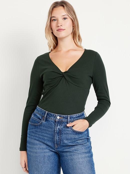 Twist-Front Ribbed Top Product Image