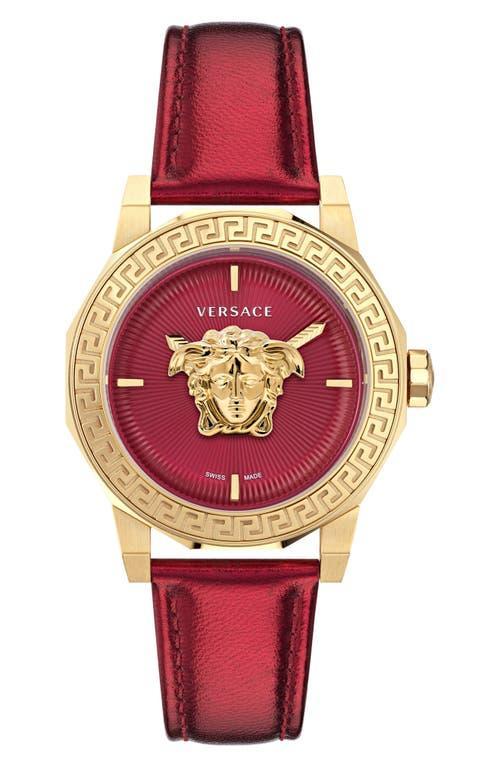 Versace Womens Swiss Medusa Deco Red Leather Strap Watch 38mm Product Image