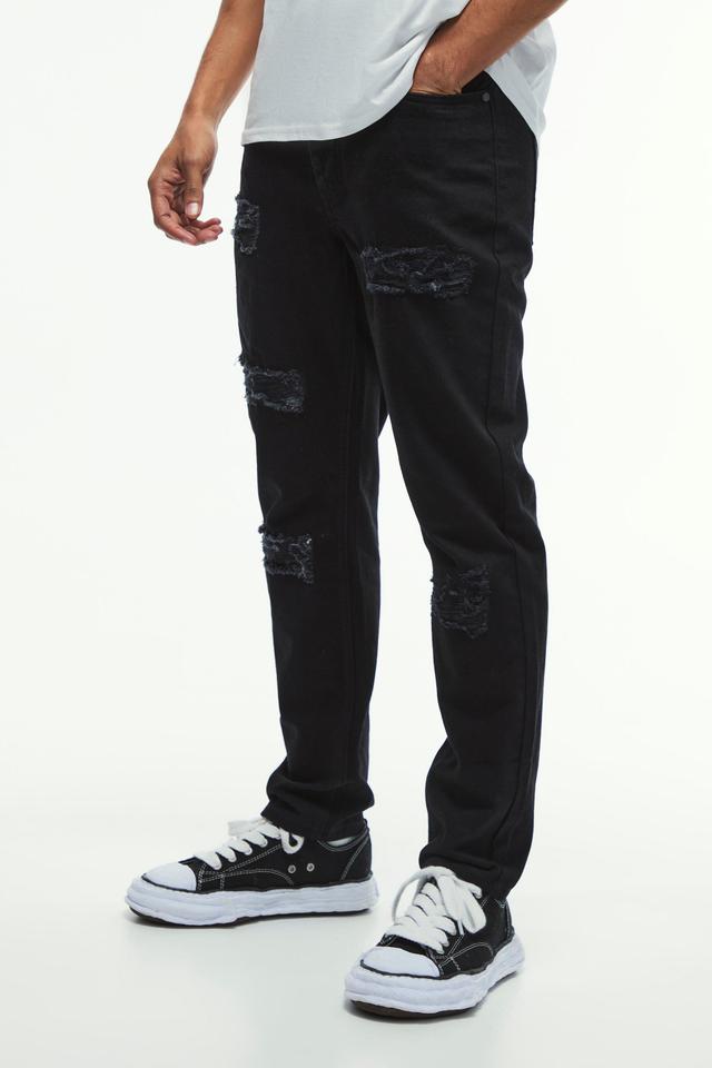 Slim Rigid Ripped Bandana Detail Jeans | boohooMAN USA Product Image