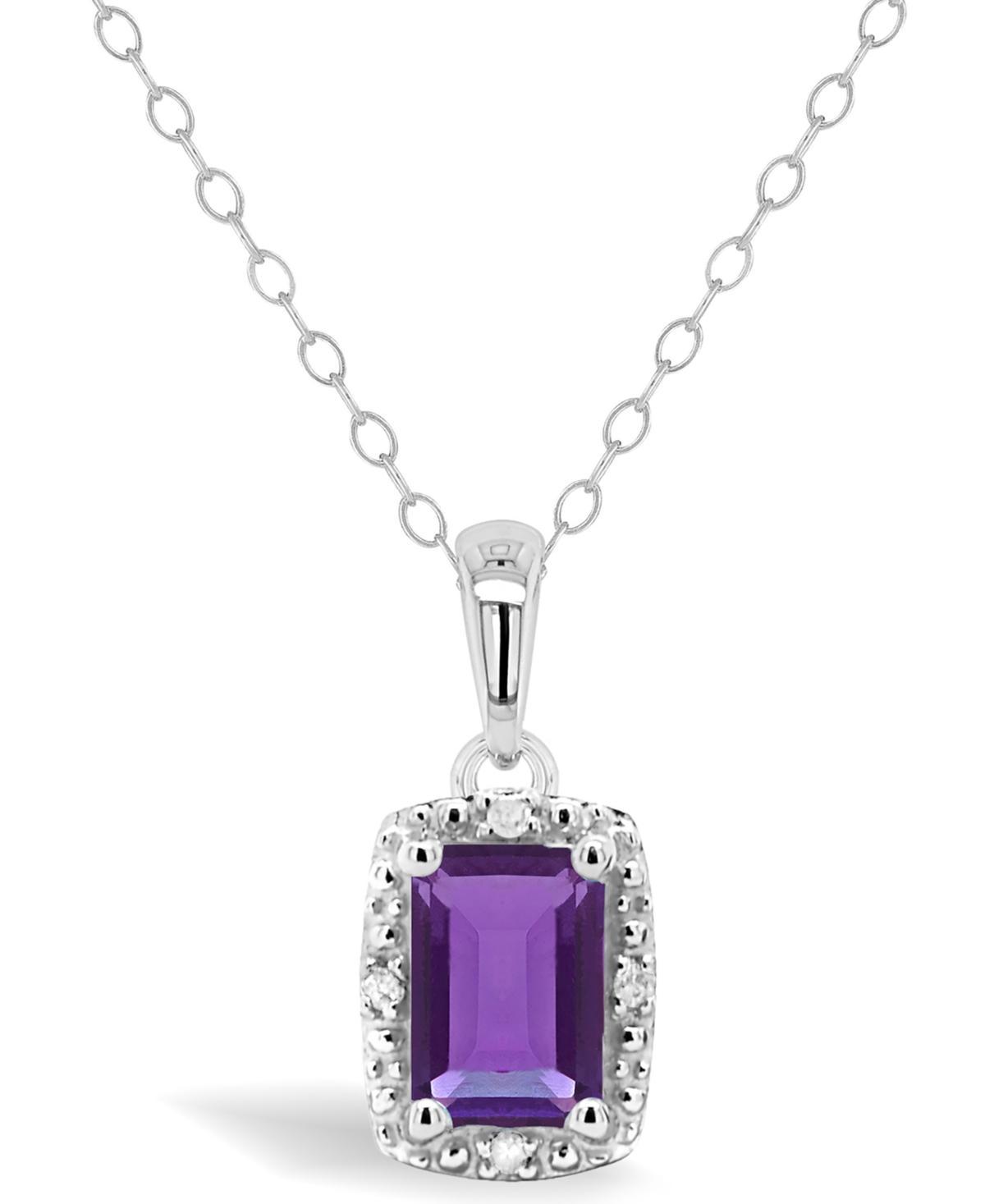 Gemstone and Diamond Accent Pendant Necklace in Sterling Silver Product Image