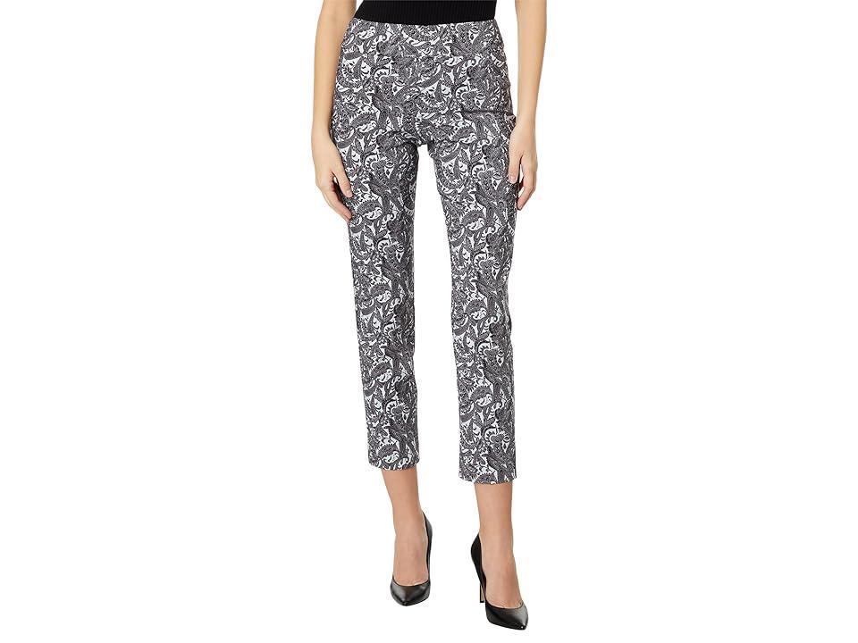 Krazy Larry Pull-On Ankle Pants (Black Flower Jacquard) Women's Dress Pants Product Image