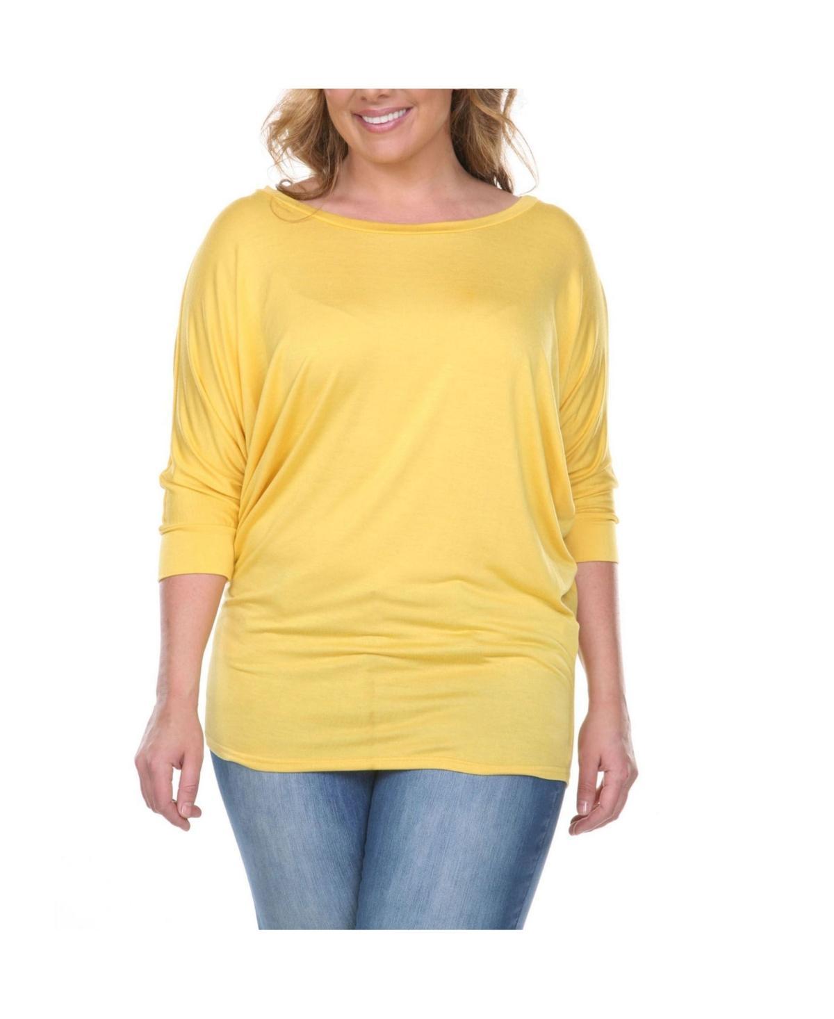 White Mark Women's Plus Size Bat Sleeve Tunic, Mint, 1X Product Image