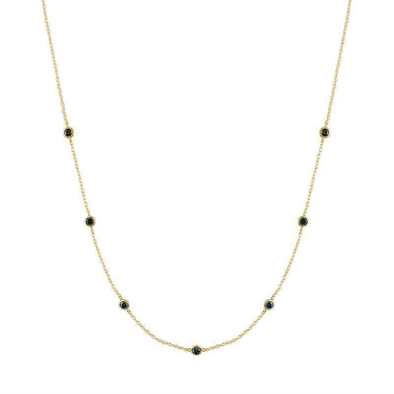 Tiara 14k Gold Blue Diamond Station Necklace, Womens Yellow Product Image