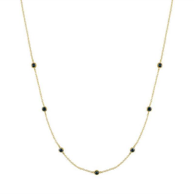 Tiara 14k Gold Blue Diamond Station Necklace, Womens Yellow Product Image