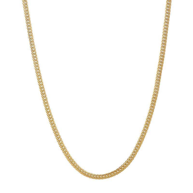 Mens 14k Gold Plated Foxtail Chain Necklace - 18 in., Womens Gold Tone Product Image