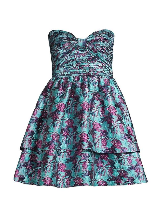 Womens Floral Jacquard Strapless Minidress Product Image