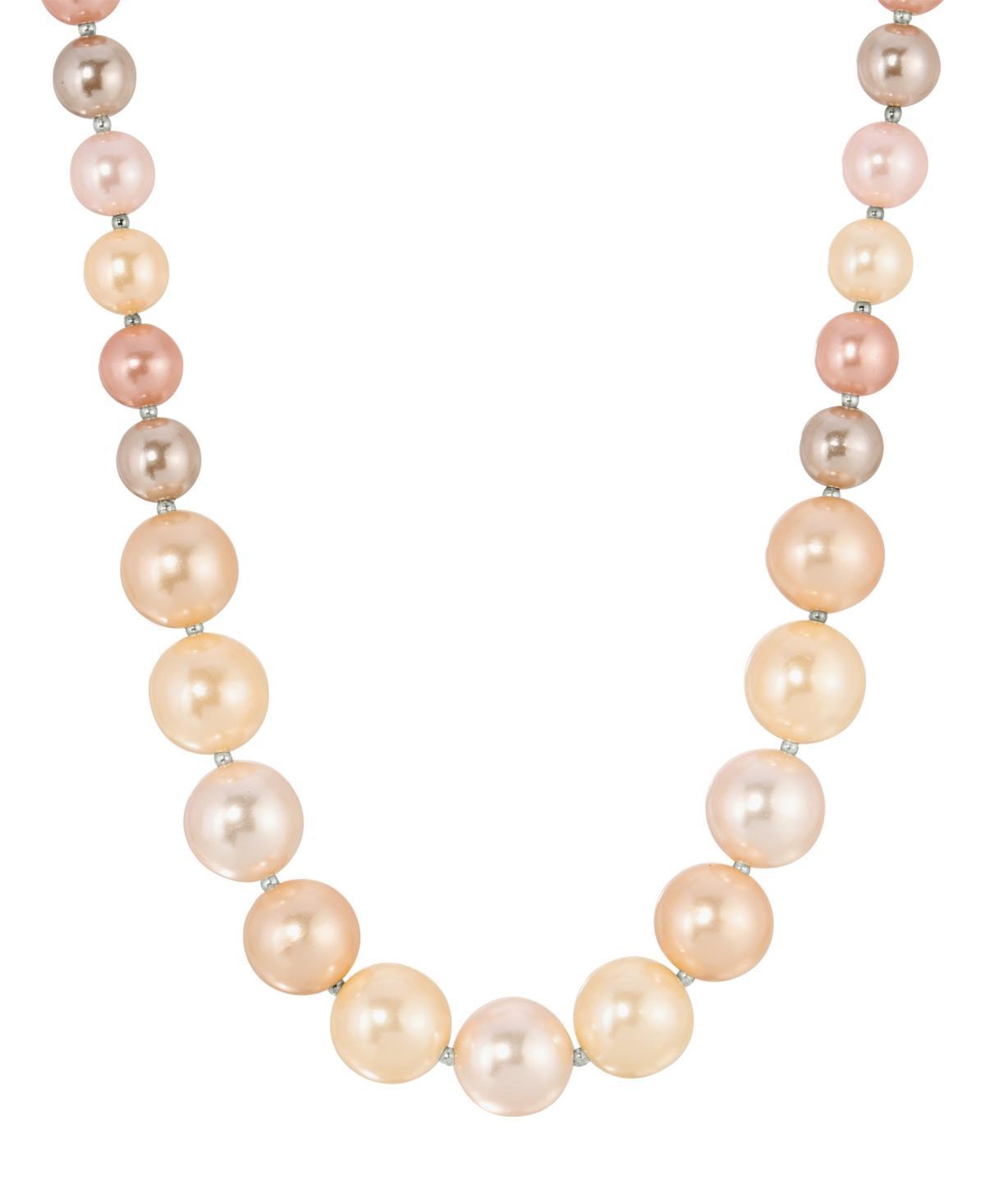 1928 Silver Tone Multi Color Simulated Pearl Double Row Necklace, Womens Product Image