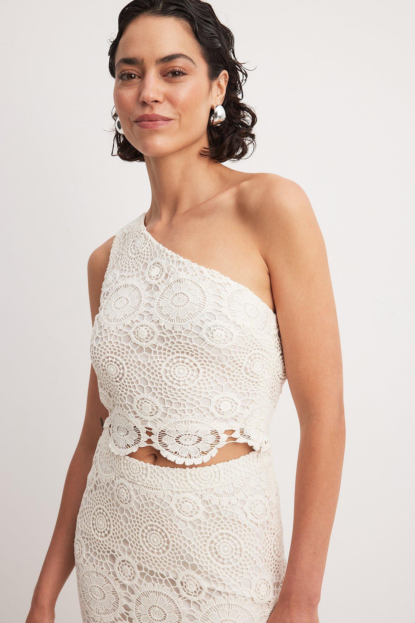 One Shoulder Crochet Top Product Image