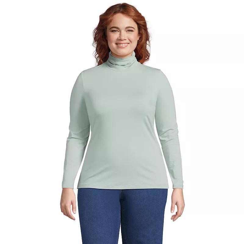 Plus Size Lands End Lightweight Fitted Long Sleeve Turtleneck, Womens Product Image