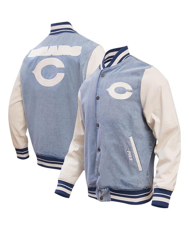 Mens Pro Standard Denim Distressed Chicago Bears Varsity Blues Full-Snap Varsity Jacket Product Image