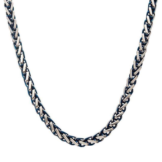 Mens Blue Plated Stainless Steel Rounded Franco Chain Necklace Two Tone Product Image