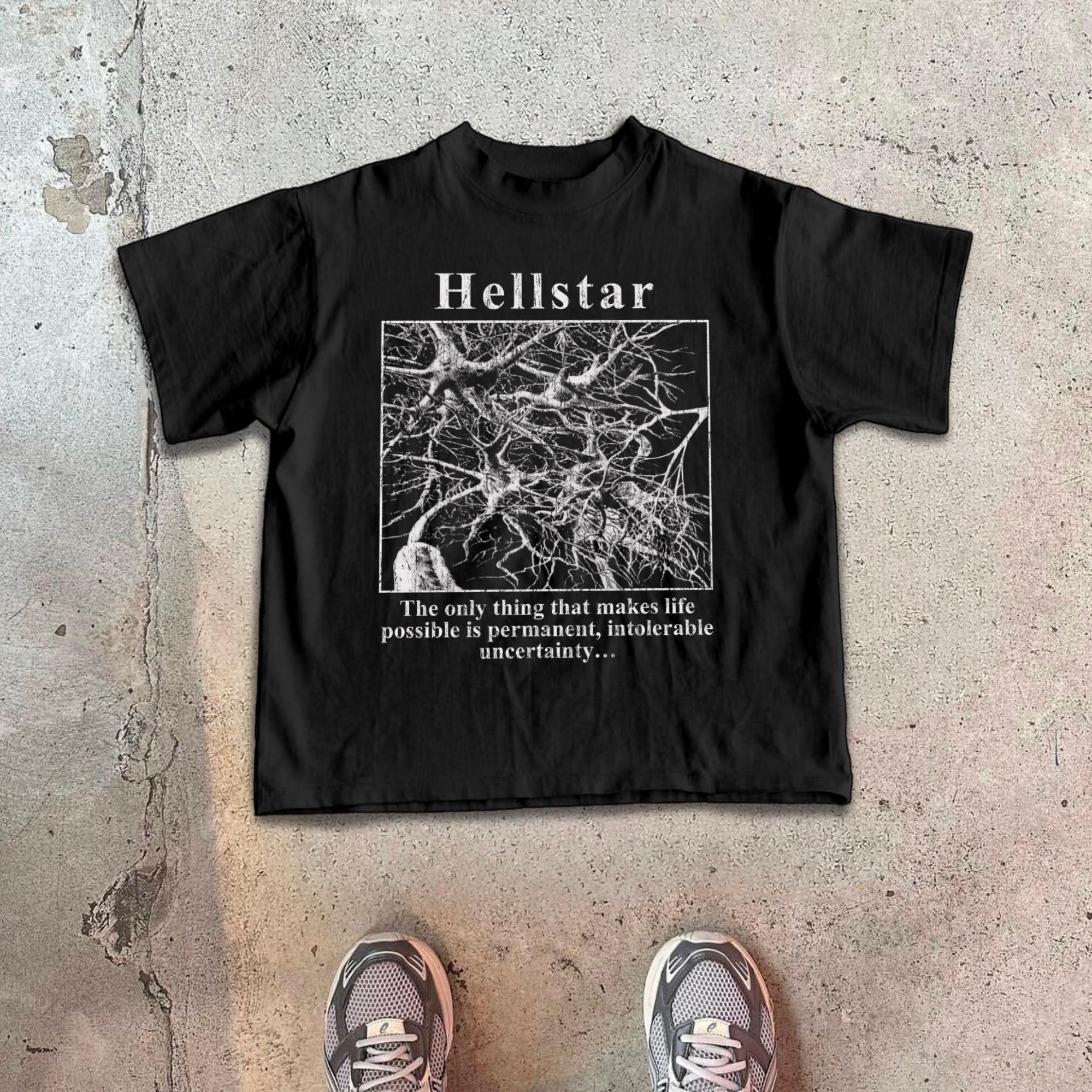 Hellstar-Nerve End Vintage Print Graphic Cotton T-Shirt Product Image