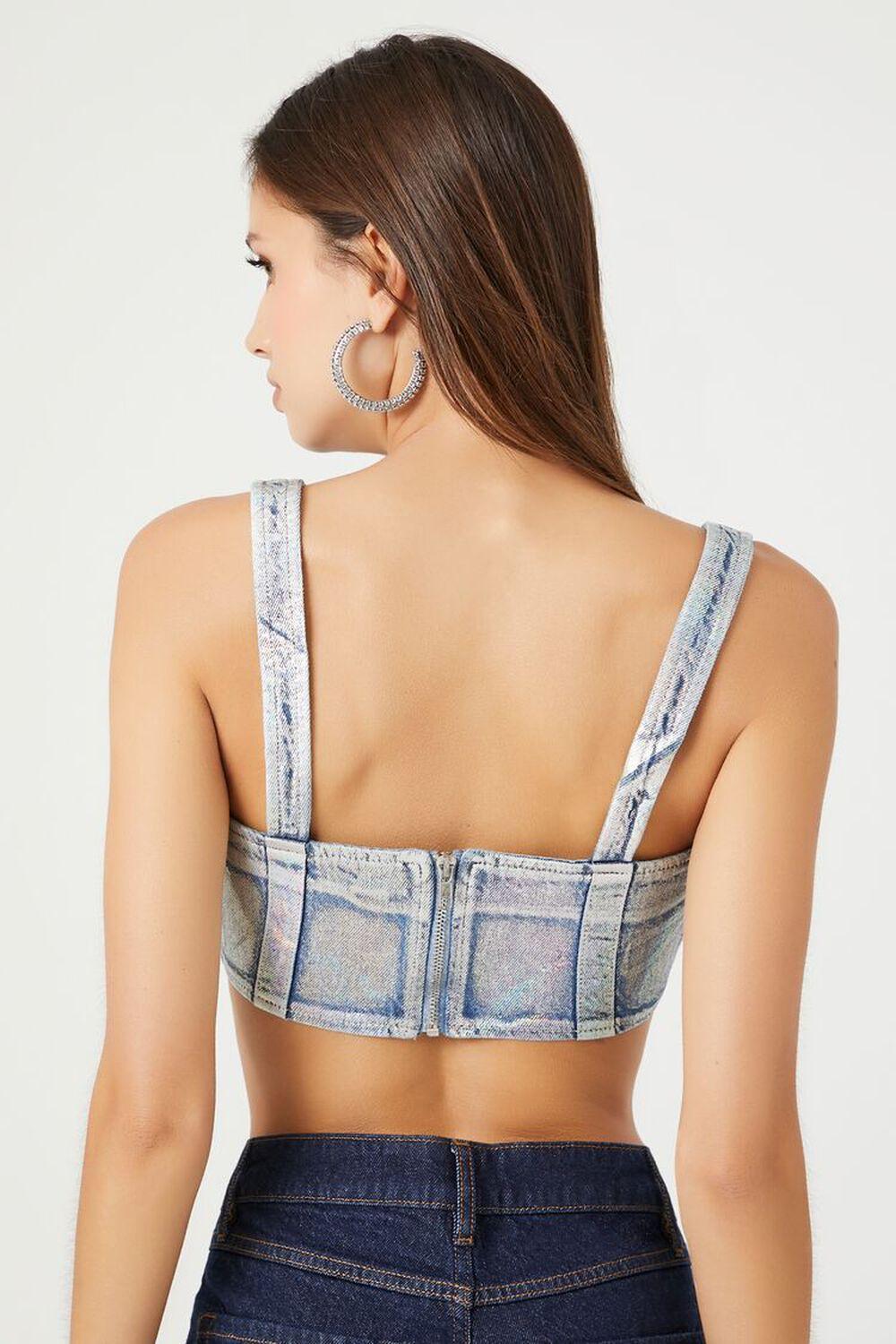 Denim Curved-Hem Crop Top | Forever 21 Product Image