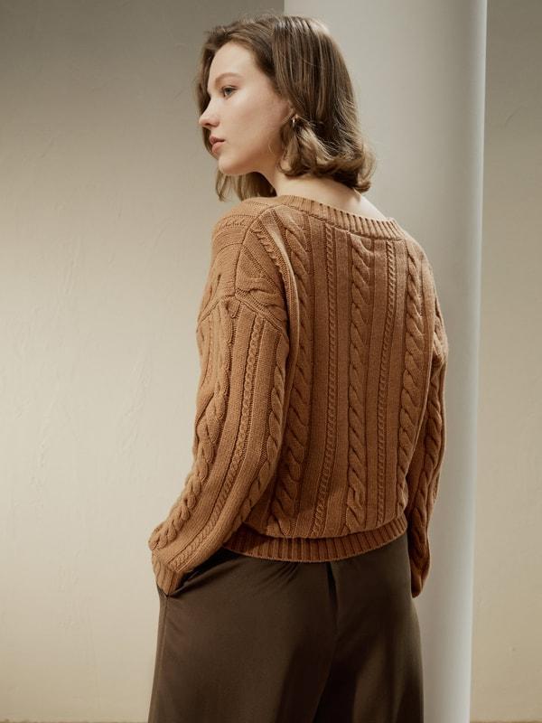 Cable-Knit Wool-Cashmere Blend Sweater Product Image