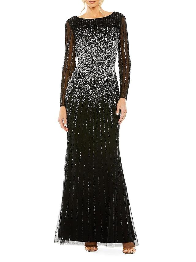 Womens Sequined Fit & Flare Gown Product Image