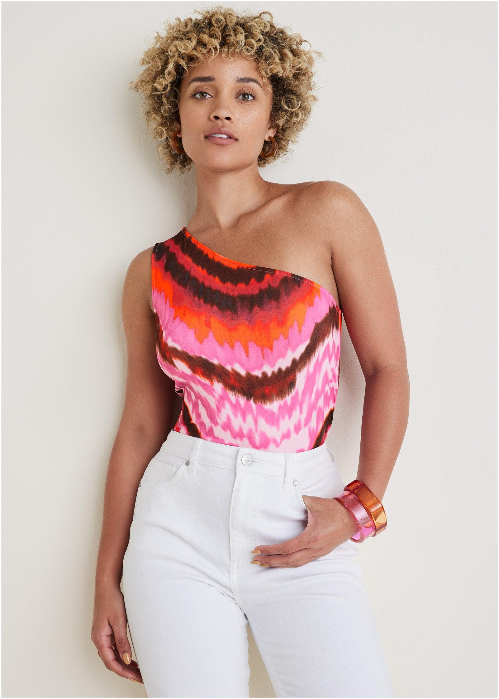 Printed One Shoulder Top - Desert Agate Product Image